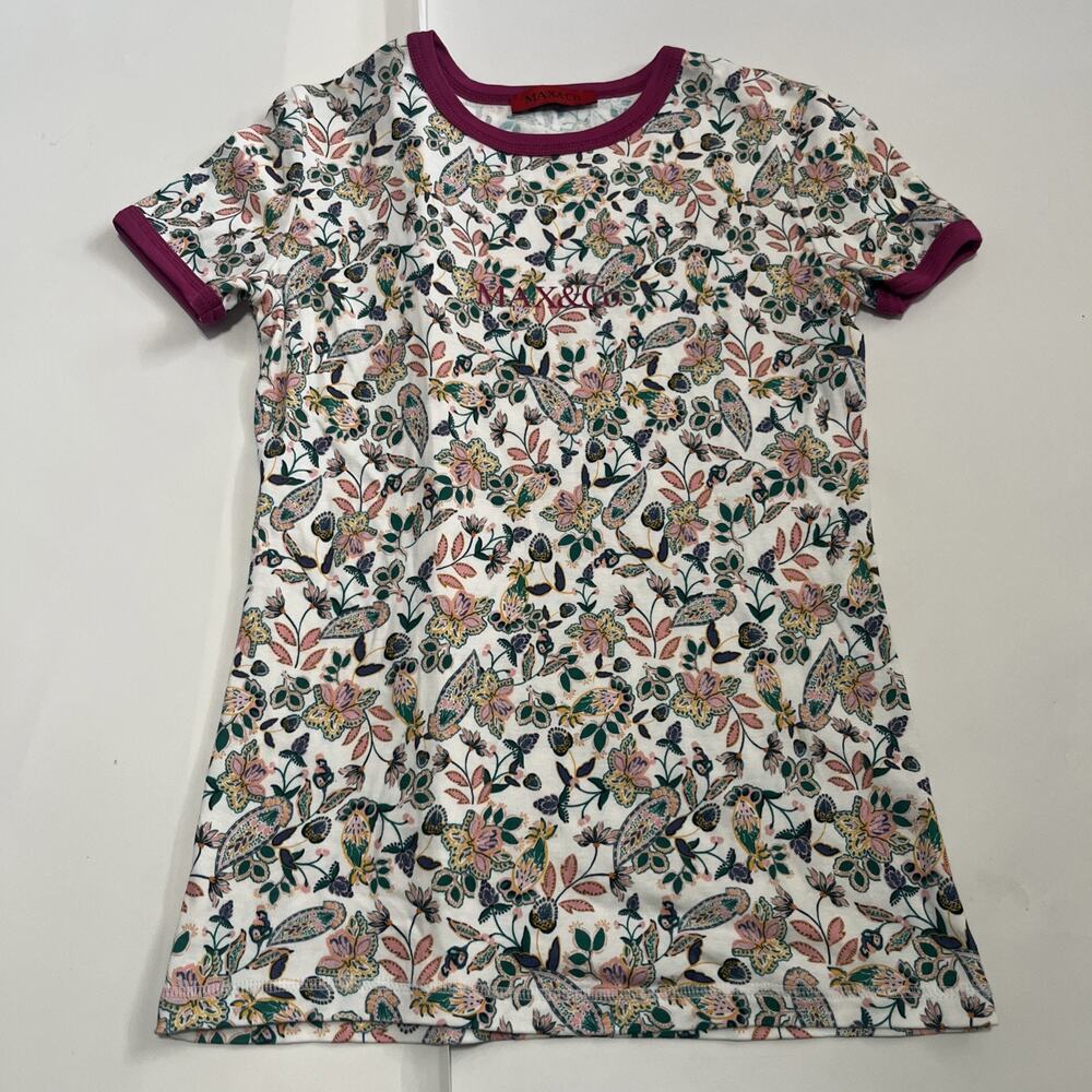 Max & Can’t Vintage Printed Floral Logo Tee 90s Ringer Style